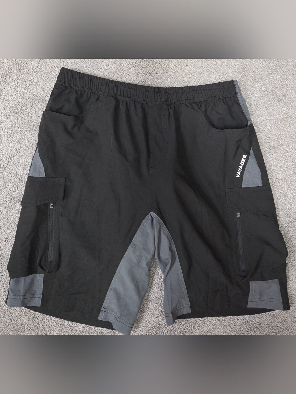 Vayager Valiant Voyager Men's L Black/Gray Padded Cargo Cycling Shorts